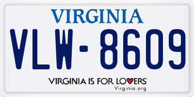 VA license plate VLW8609