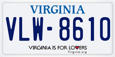 VA license plate VLW8610