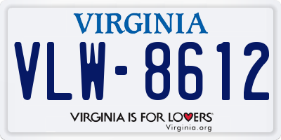 VA license plate VLW8612