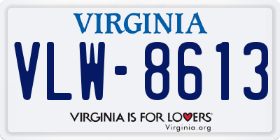 VA license plate VLW8613