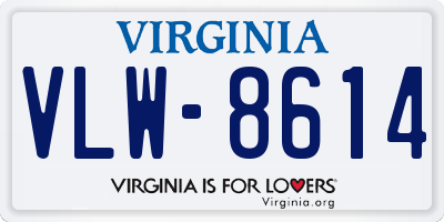 VA license plate VLW8614