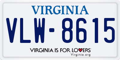 VA license plate VLW8615