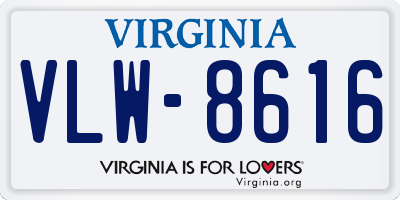 VA license plate VLW8616