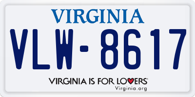 VA license plate VLW8617