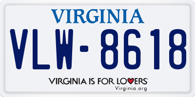 VA license plate VLW8618