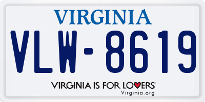 VA license plate VLW8619