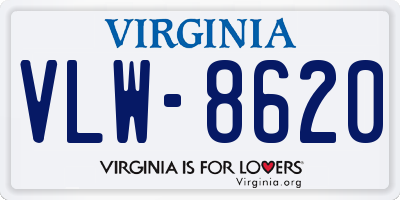 VA license plate VLW8620