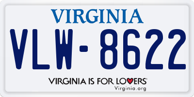 VA license plate VLW8622