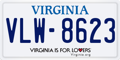 VA license plate VLW8623