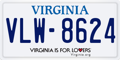 VA license plate VLW8624