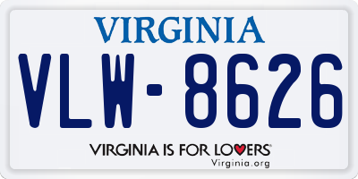 VA license plate VLW8626