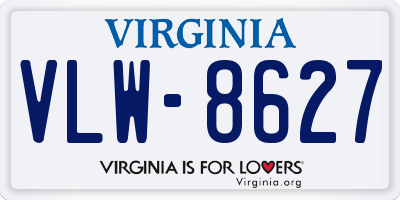 VA license plate VLW8627