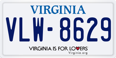 VA license plate VLW8629