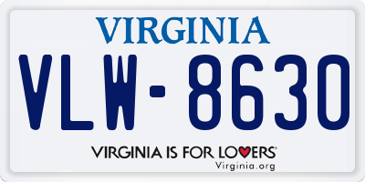 VA license plate VLW8630