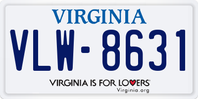 VA license plate VLW8631