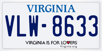 VA license plate VLW8633