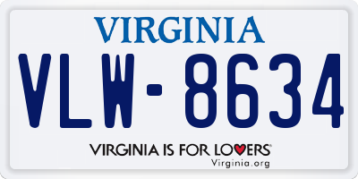 VA license plate VLW8634