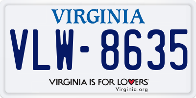 VA license plate VLW8635