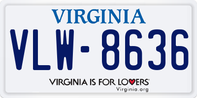 VA license plate VLW8636