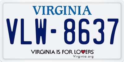 VA license plate VLW8637