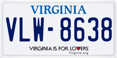 VA license plate VLW8638