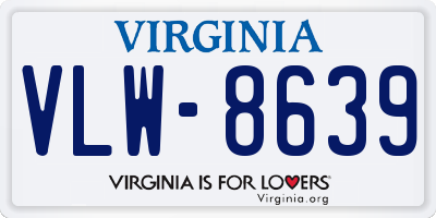 VA license plate VLW8639