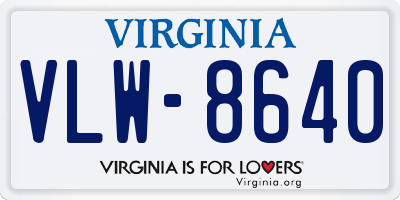 VA license plate VLW8640