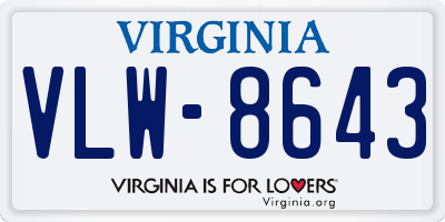 VA license plate VLW8643