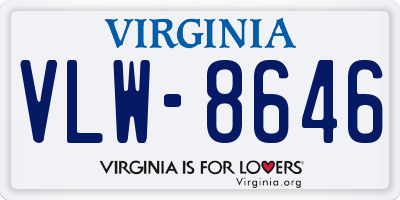 VA license plate VLW8646