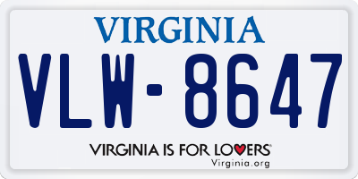 VA license plate VLW8647