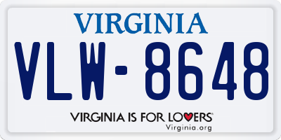 VA license plate VLW8648