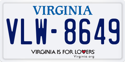 VA license plate VLW8649