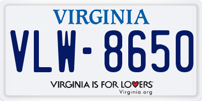 VA license plate VLW8650