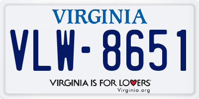 VA license plate VLW8651