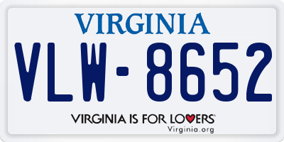 VA license plate VLW8652