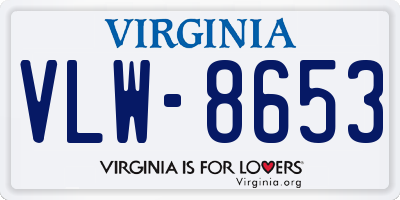 VA license plate VLW8653