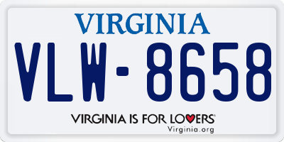 VA license plate VLW8658