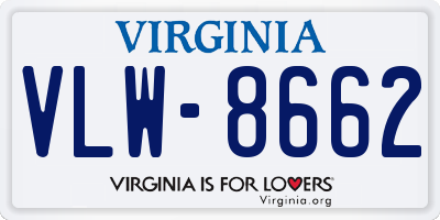 VA license plate VLW8662