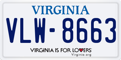 VA license plate VLW8663