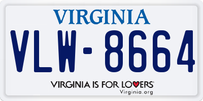 VA license plate VLW8664