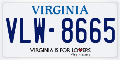 VA license plate VLW8665