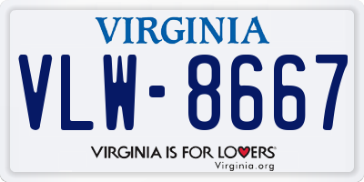 VA license plate VLW8667