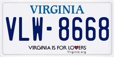 VA license plate VLW8668