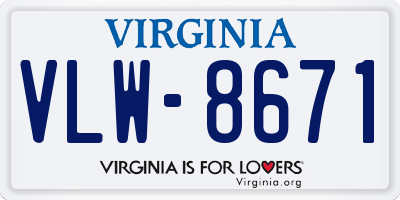 VA license plate VLW8671