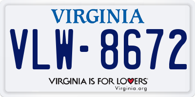 VA license plate VLW8672