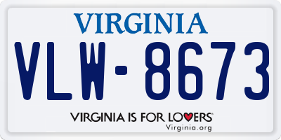 VA license plate VLW8673