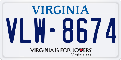 VA license plate VLW8674