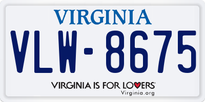 VA license plate VLW8675