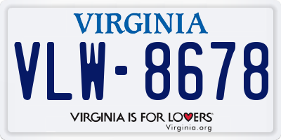 VA license plate VLW8678