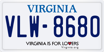 VA license plate VLW8680